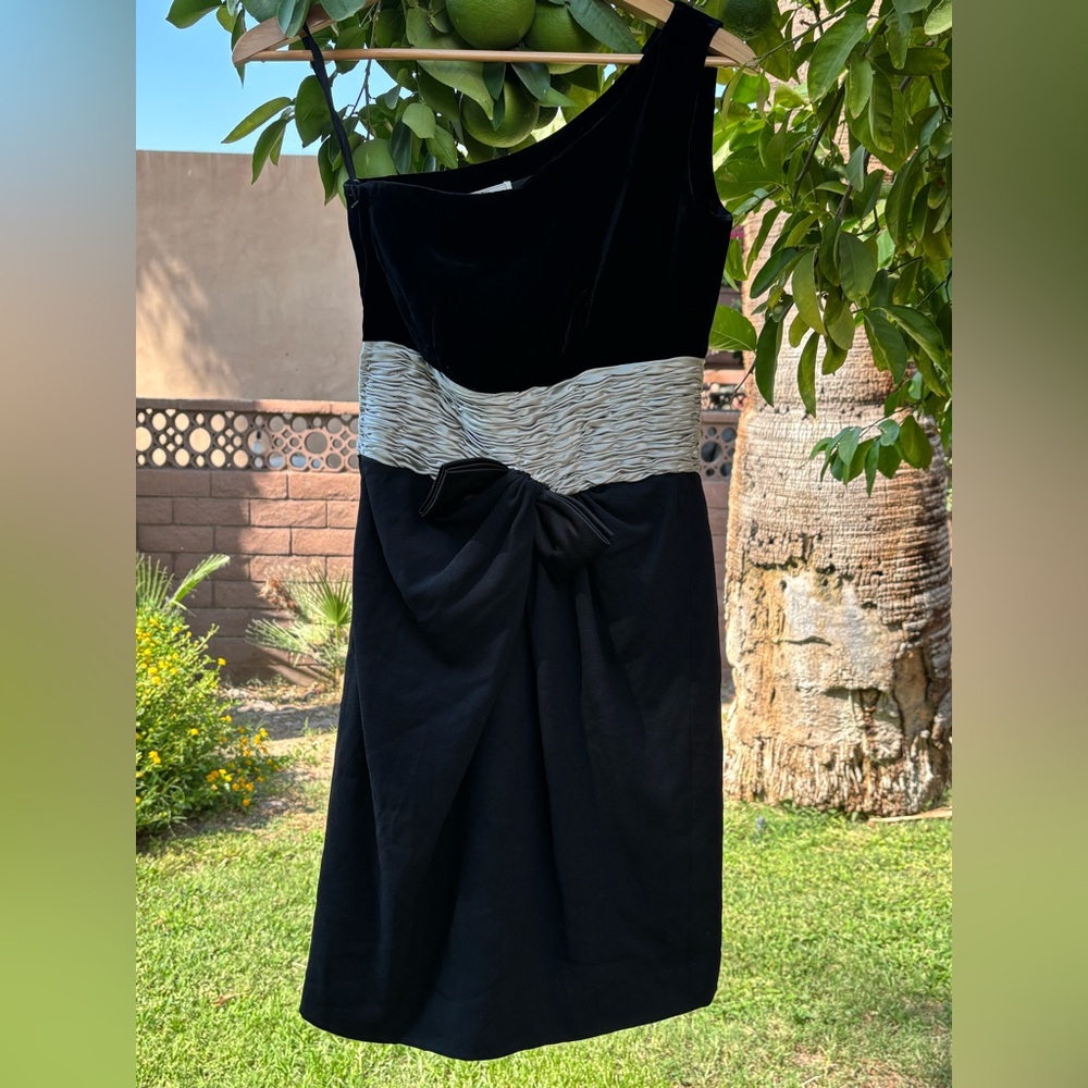 Valentino Black and Silver One Shoulder Dress
